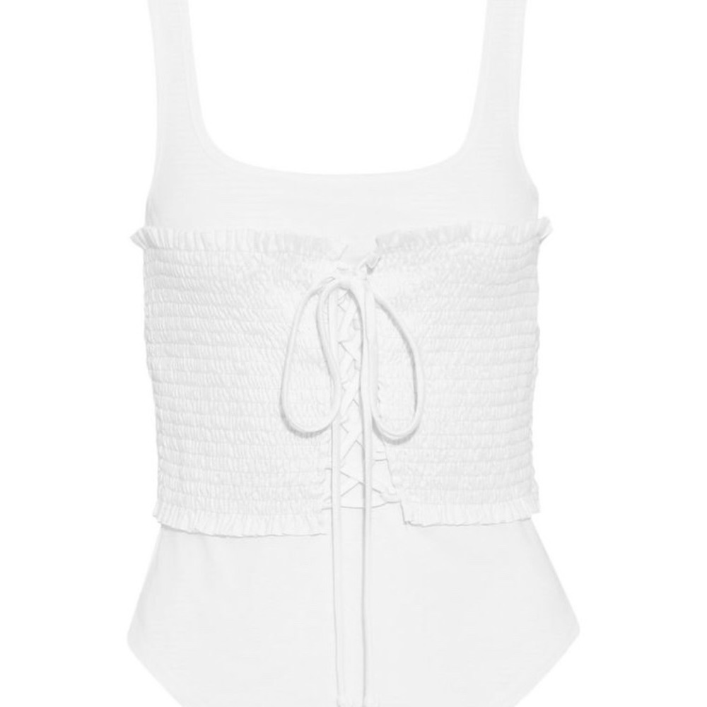 Cinq a sept white lace up tank top - Picture 2 of 5